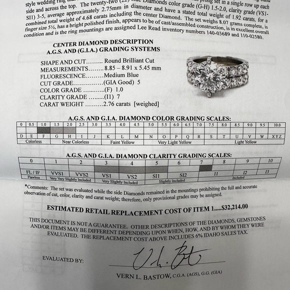 14K White Gold Round Cut Center 4.68 ct tw. - Picture 6 of 7